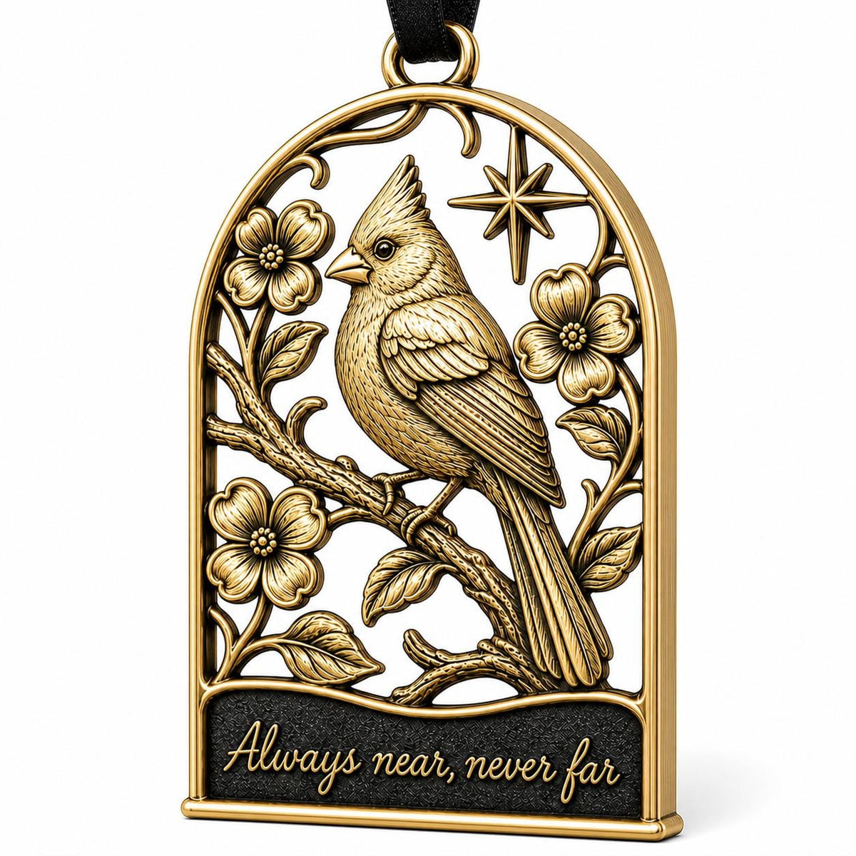 Large Personalized Cardinal Memorial Ornament | Antique Brass Christmas Decor | Remembrance Keepsake