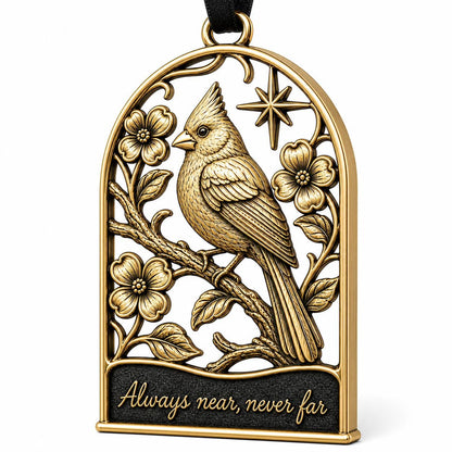 Large Personalized Cardinal Memorial Ornament | Antique Brass Christmas Decor | Remembrance Keepsake
