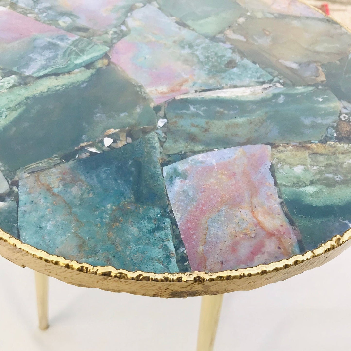 Green Agate Round Edge Side/Coffee Table