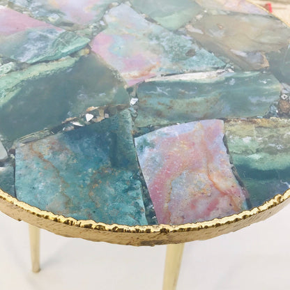 Green Agate Round Edge Side/Coffee Table