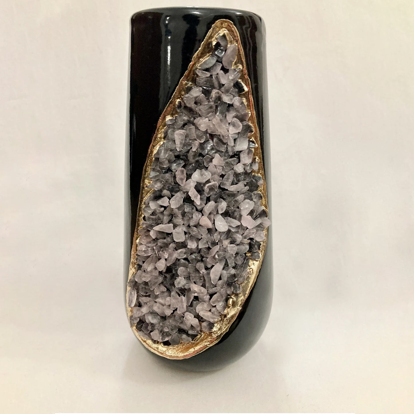 Set of 2 Black Ceramic Vases