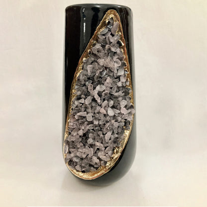 Set of 2 Black Ceramic Vases