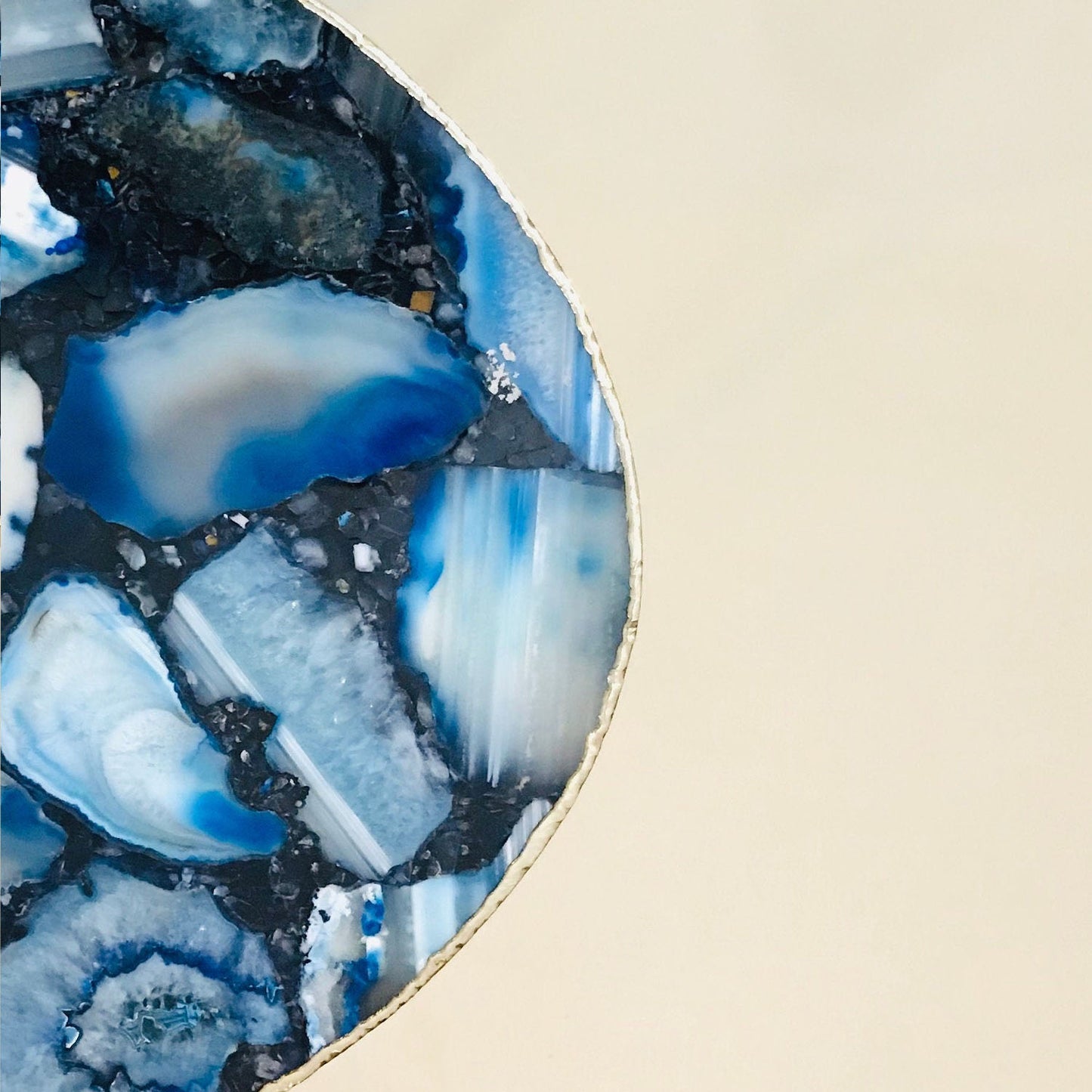 Blue Oval Agate/Crystal/Gemstone/Quartz Organic Edge Side/Drink/Table