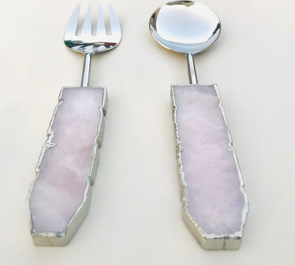 Quartz handled servers, the brass grown on rather than plated