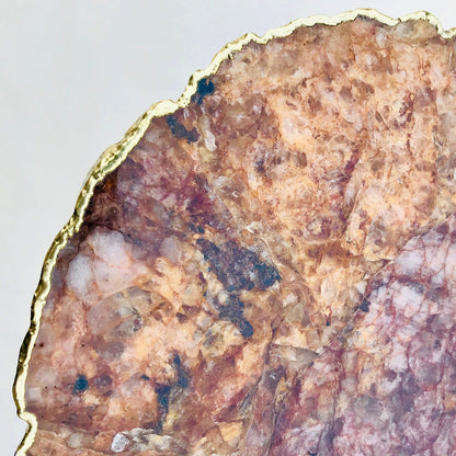 Golden Quartz Agate Organic Edge Side/Coffee Table