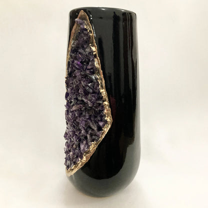 Set of 2 Black Ceramic Vases