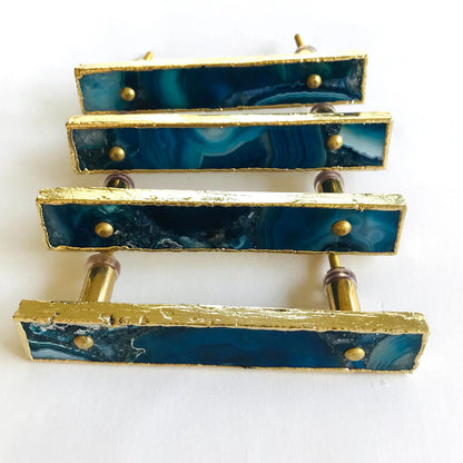 Set of 4 Blue Agate Handle/Pull/Barbarella