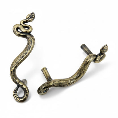 Swirling Snakes Brass Cabinet Handles | Antique Finish (Set of 2)