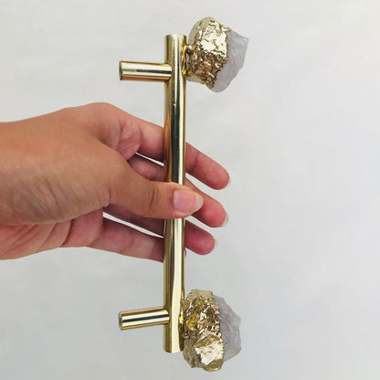 Set of 4 - Cabinet/Door/Drawer/Kitchen Handle and Pull - Clear Quartz/Agate  stainless steel brass plated handles