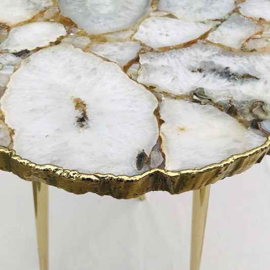 White Crystal Agate Organic Edge Side/Coffee Table