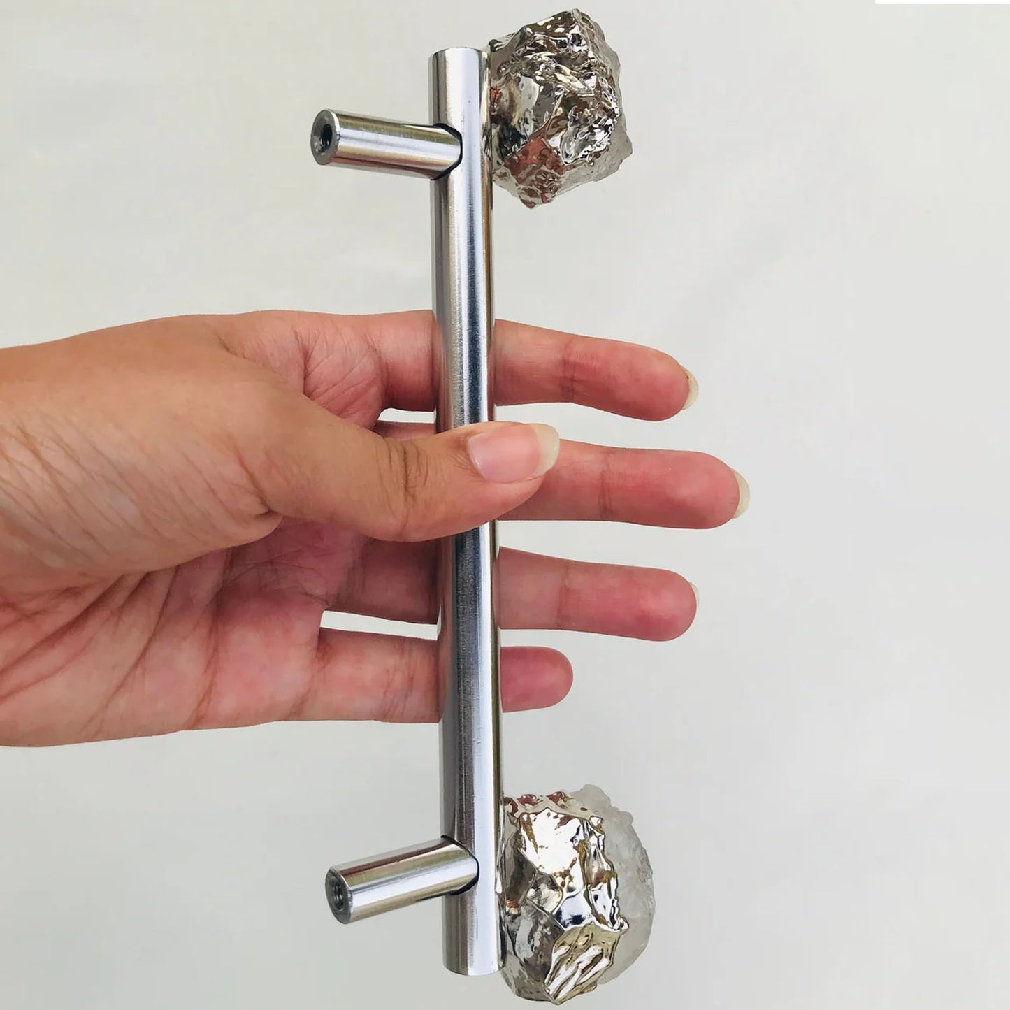 Set of 4 - Cabinet/Door/Drawer/Kitchen Handle and Pull - Clear Quartz/Agate  stainless steel handles