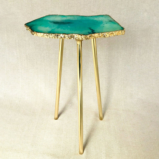 Small Aqua Agate/Single Piece/Crystal/Gemstone/Quartz Organic Edge Side/Drink/Table