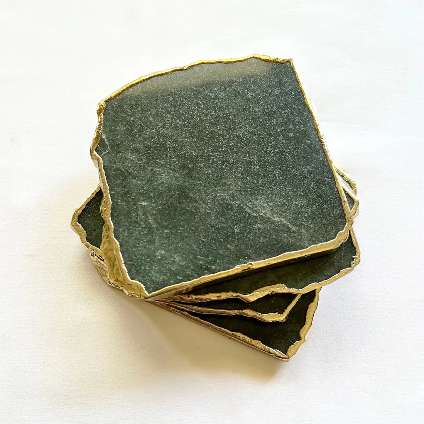 Emerald Green Agate Aventurine Set of 4 Large Coasters/Personalised Momentos