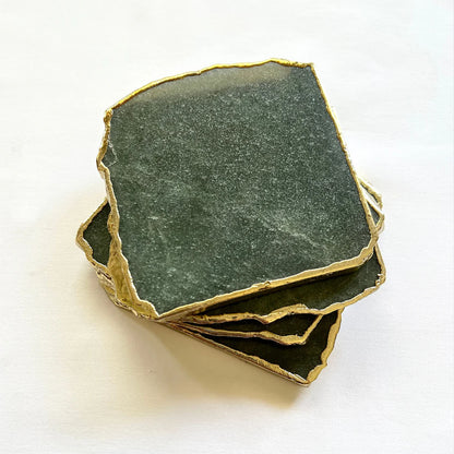 Emerald Green Agate Aventurine Set of 4 Large Coasters/Personalised Momentos