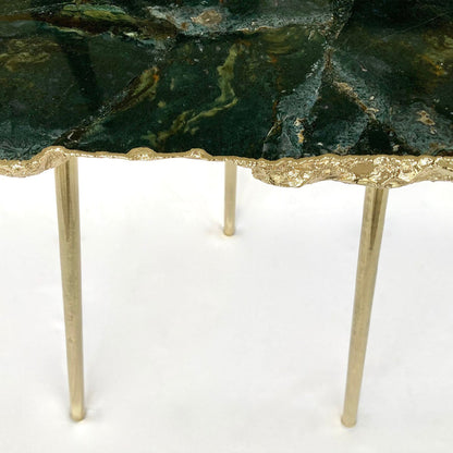 Green Agate/Crystal/Gemstone/Quartz Organic Edge Side/Drink/Coffee Table