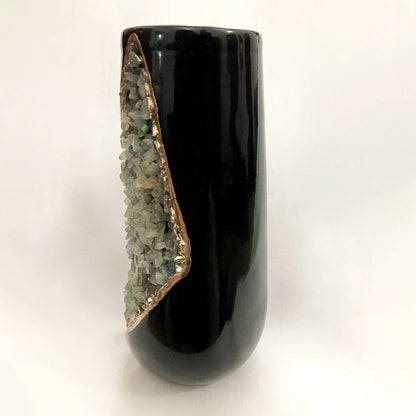 Set of 2 Black Ceramic Vases