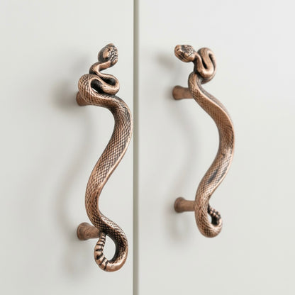 Swirling Snakes Brass Cabinet Handles | Antique Finish (Set of 2)