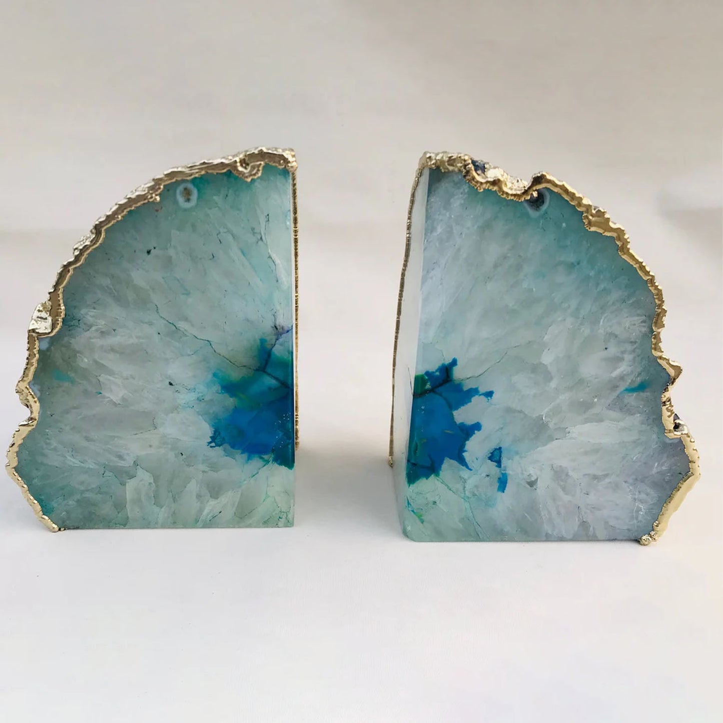 Aqua Plated Agate Bookends