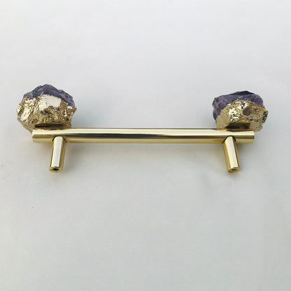 Set of 4 - Cabinet/Door/Drawer/Kitchen Handle and Pull - Amethyst/Agate/Quartz  stainless steel brass plated handles