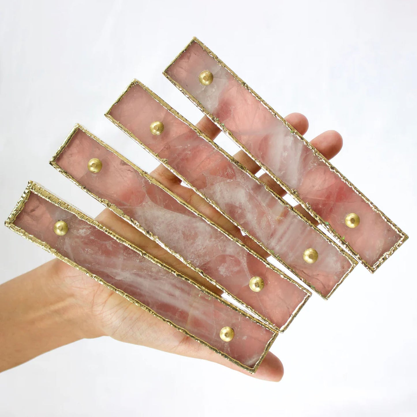 Set of 4 Rose Quartz Agate Handle/Pull/Barbarella