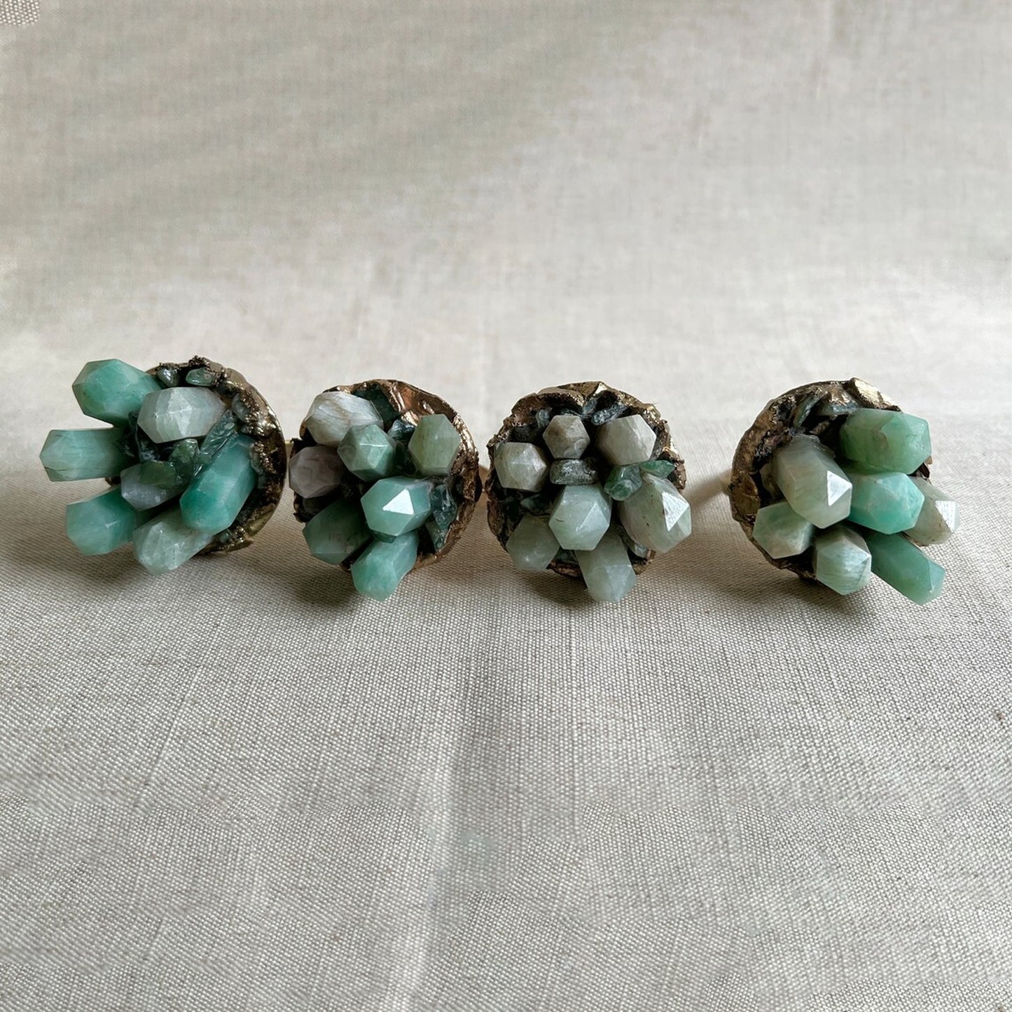 Set of 4 Chunky Green Agate Napkin Rings