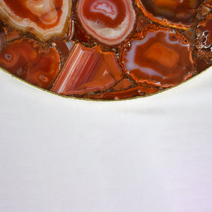 Red Agate Serving Tray With Brass Handles | Circular