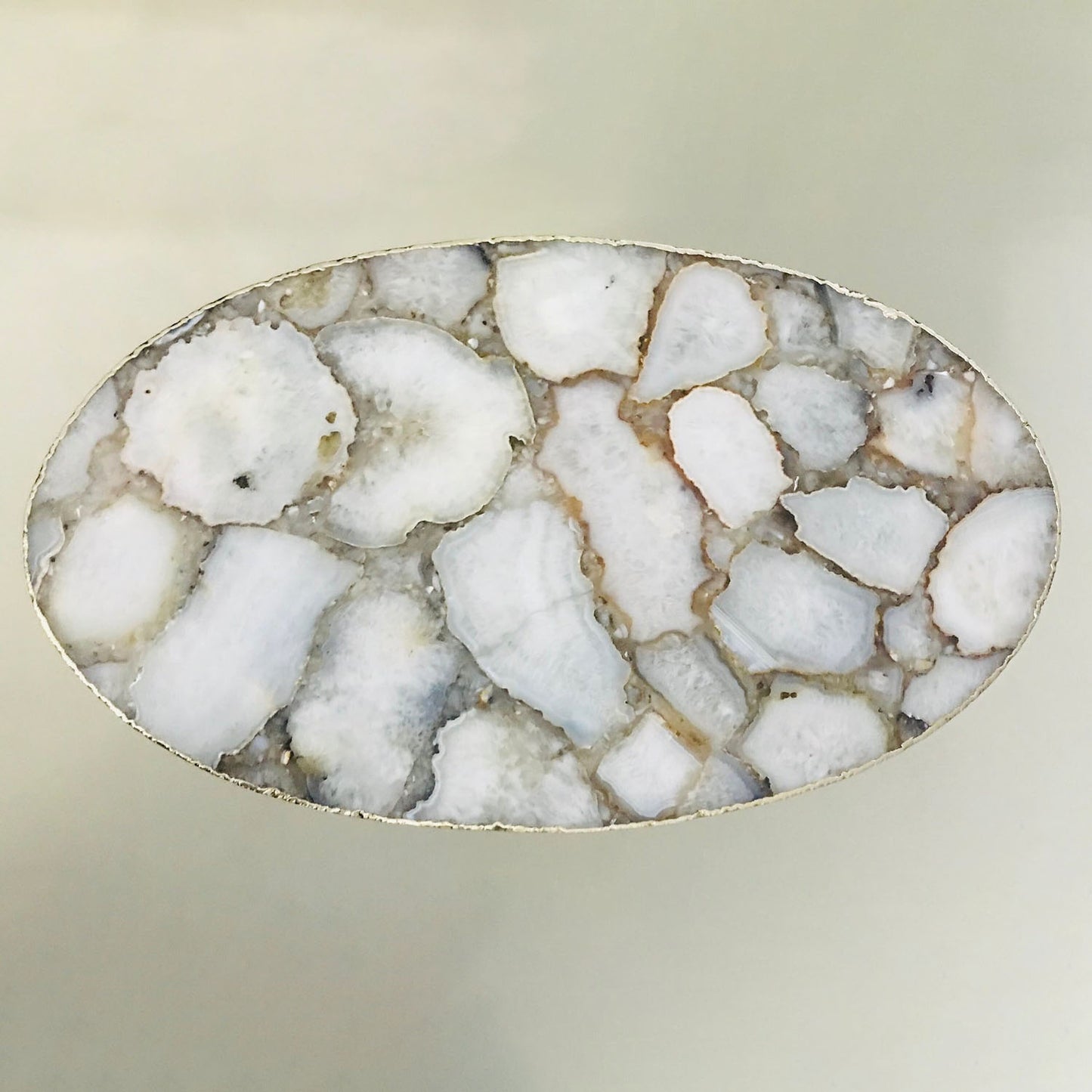 Oval White Agate/Crystal/Gemstone/Quartz Organic Edge Side/Drink/Table
