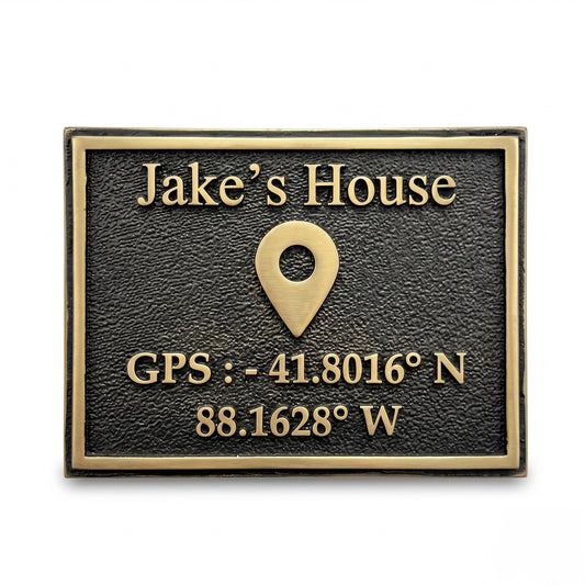 Personalized GPS Coordinates Plaque | Brass house plaque | Custom Brass Home Plaque | Housewarming Wedding Gift