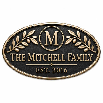 Personalised House Name Sign | Antique Brass Address Plaque | Custom Family Plaques