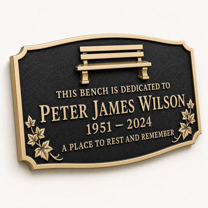 Personalised Garden Memorial Plaque, Antique Brass Tribute Sign