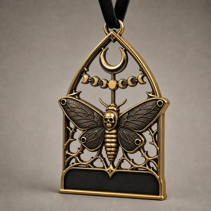 Large Personalized Moth Memorial Ornament | Gothic Antqiue Brass decor | Custom Keepsake