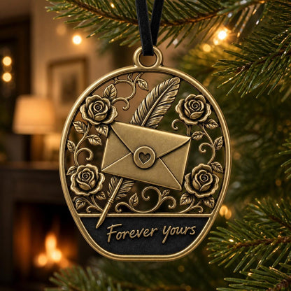 Large Personalized Envelope Ornament | Wedding Keepsake | Antqiue Brass Christmas Decor