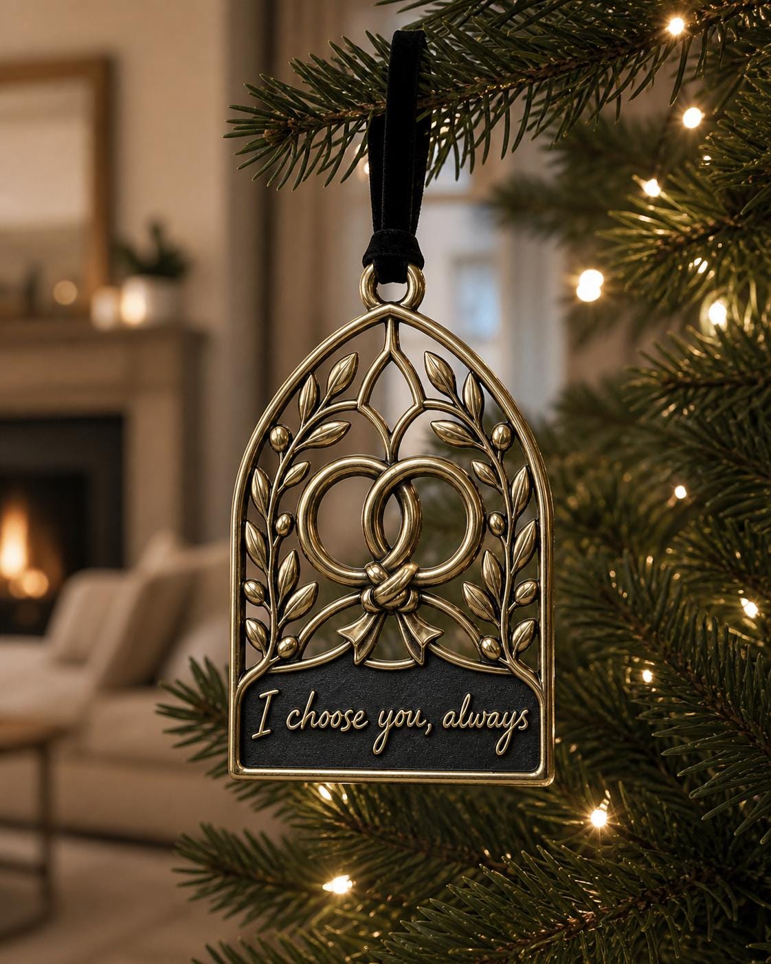 Large Personalized Wedding Ornament | I Choose You, Always Keepsake | Brass Anniversary Gift