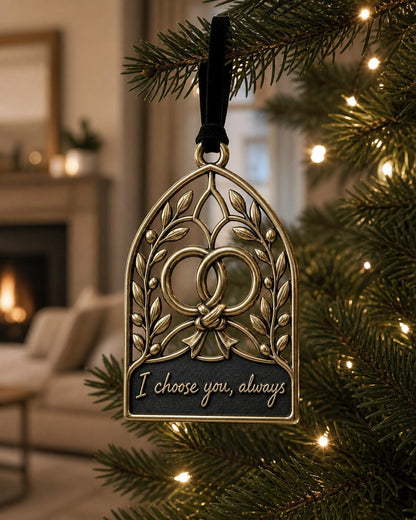 Large Personalized Wedding Ornament | I Choose You, Always Keepsake | Brass Anniversary Gift