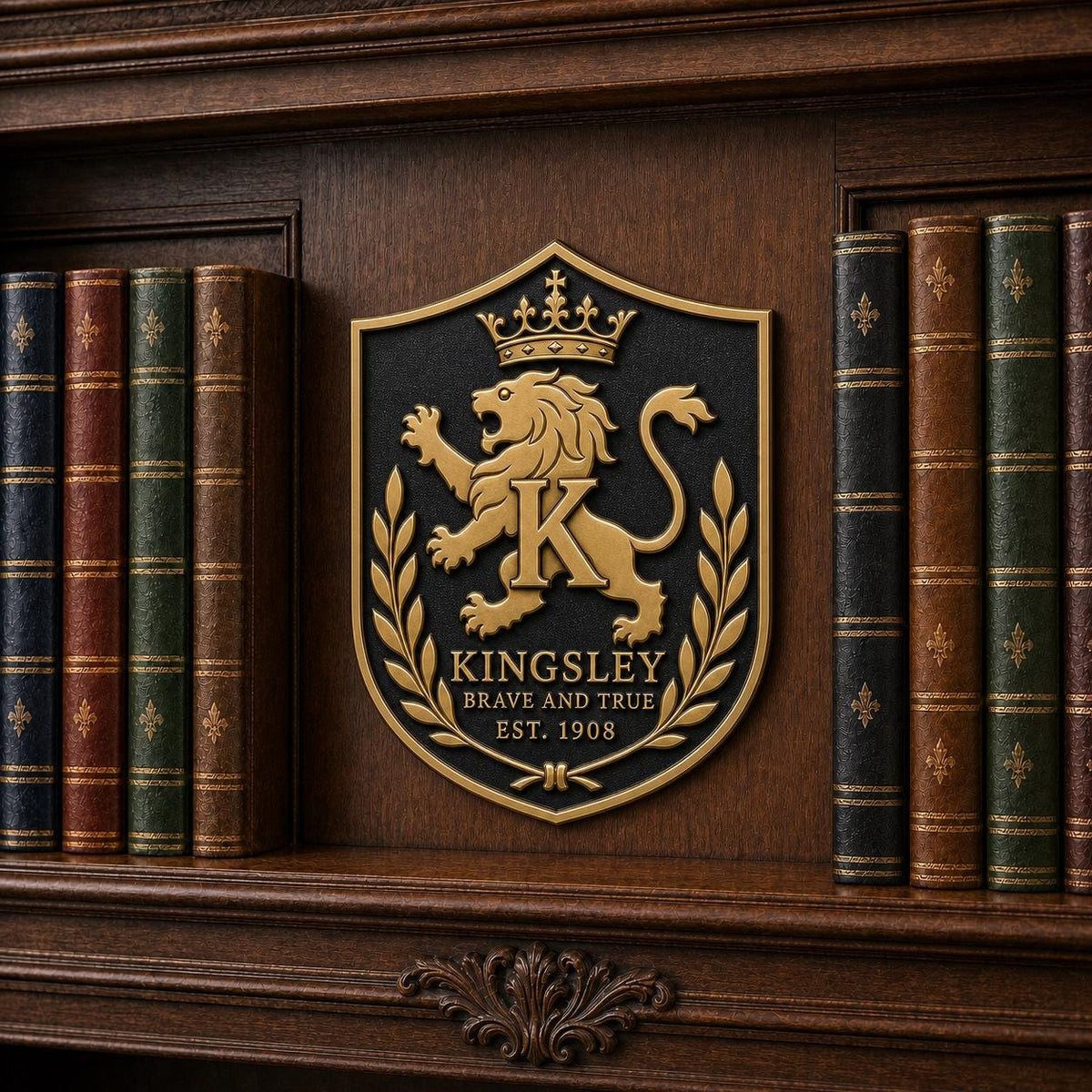 Design Your Own Brass Heraldic Plaque | Custom Family Emblem, Monogram & Established Year Sign