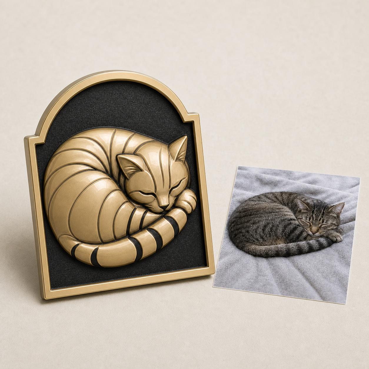 Custom Pet Portrait Relief Plaque | Raised Antique Brass Dog or Cat Wall Art