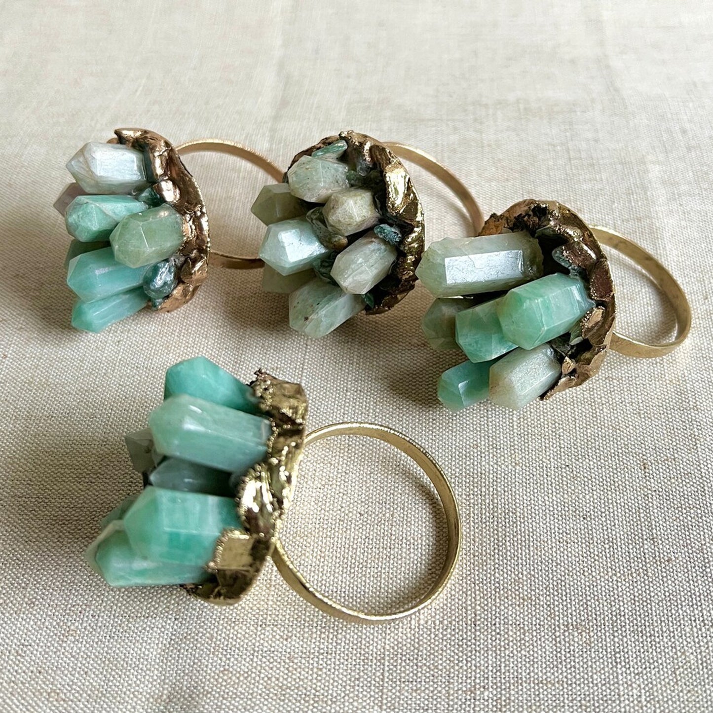 Set of 4 Chunky Green Agate Napkin Rings