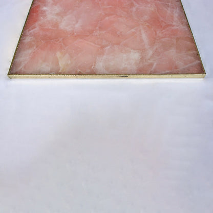Rose Quartz Agate Serving Tray With Brass Handles | Square