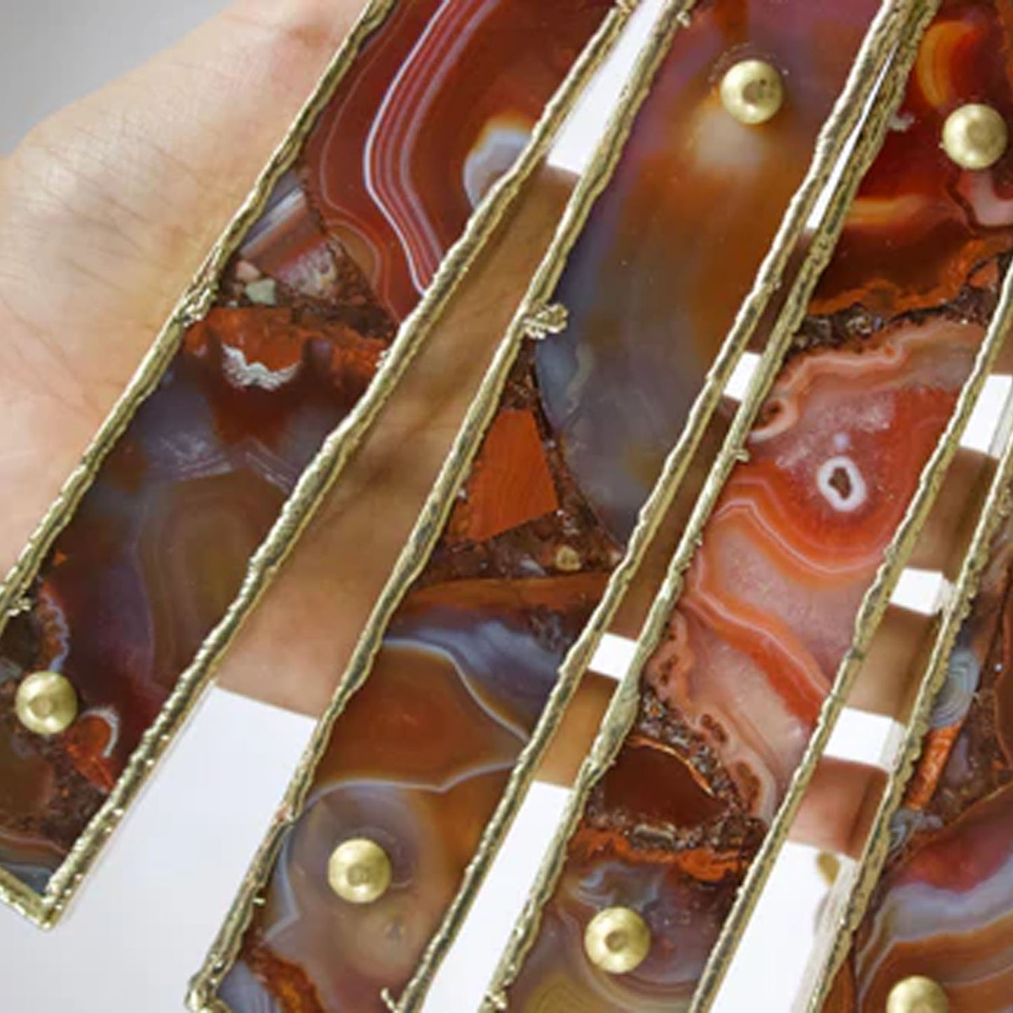 Set of 4 Red Agate Handle/Pull/Barbarella