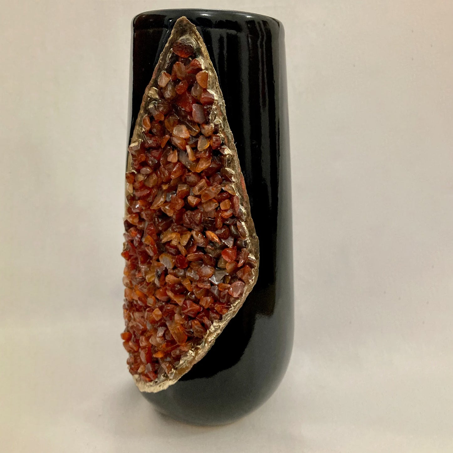 Set of 2 Black Ceramic Vases