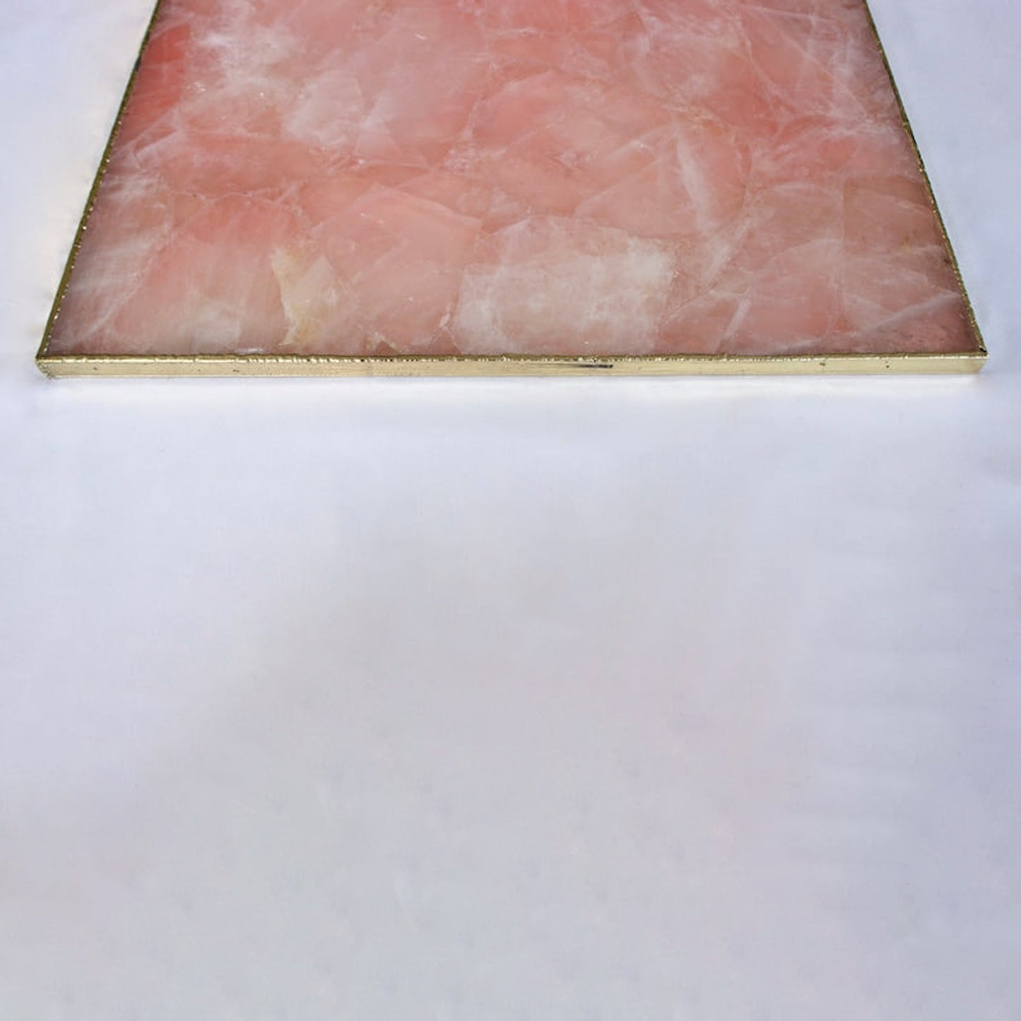 Rose Quartz Agate Serving Tray With Brass Handles | Square