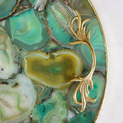 Serving tray in green agate, sixteen inches at the widest option