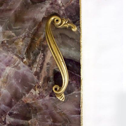 Amethyst Agate Serving Tray With Brass Handles | Square