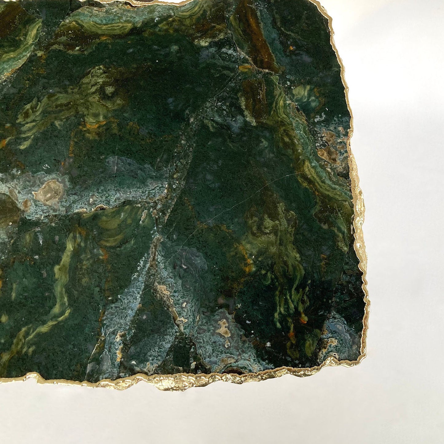 Green Agate/Crystal/Gemstone/Quartz Organic Edge Side/Drink/Coffee Table