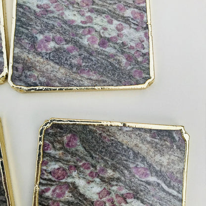 Lepidolite/Gemstone/Semi-precious stone/Agate - Set of 4 Large Coasters/Personalised Momentos