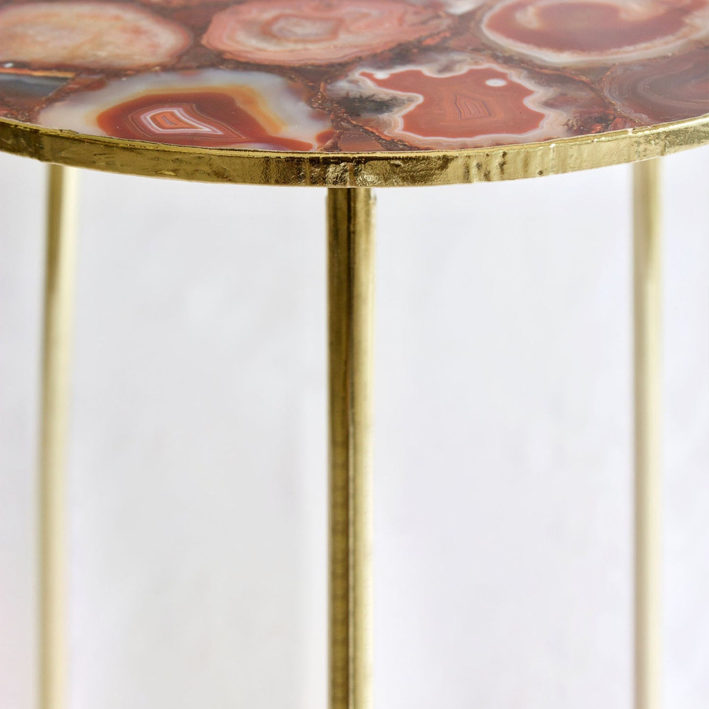 Maroon Red Agate Round Coffee/Side Table