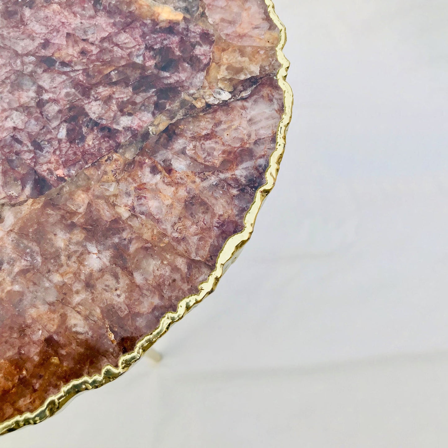 Golden Quartz Agate Organic Edge Side/Coffee Table