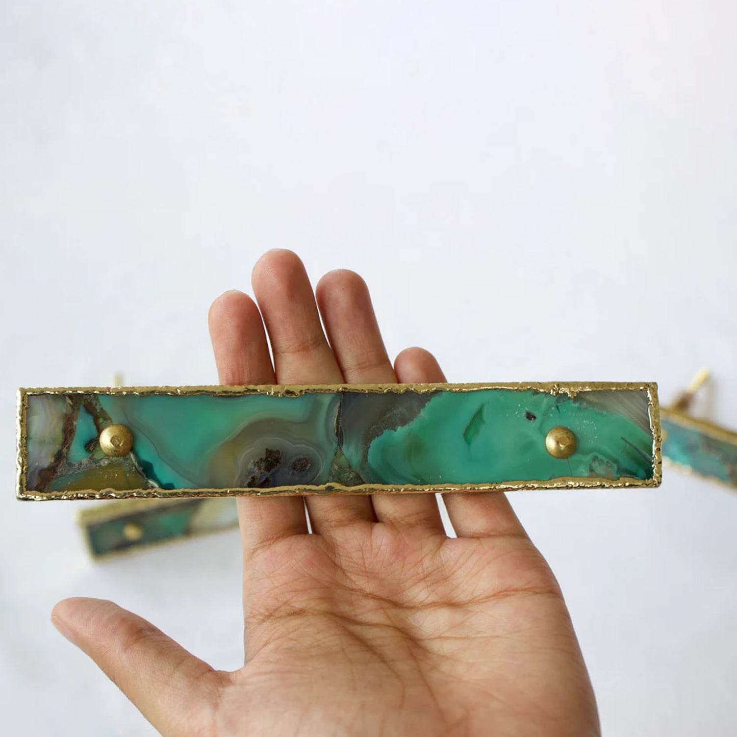Set of 4 Green Agate Handle/Pull/Barbarella