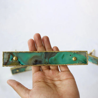 Set of 4 Green Agate Handle/Pull/Barbarella