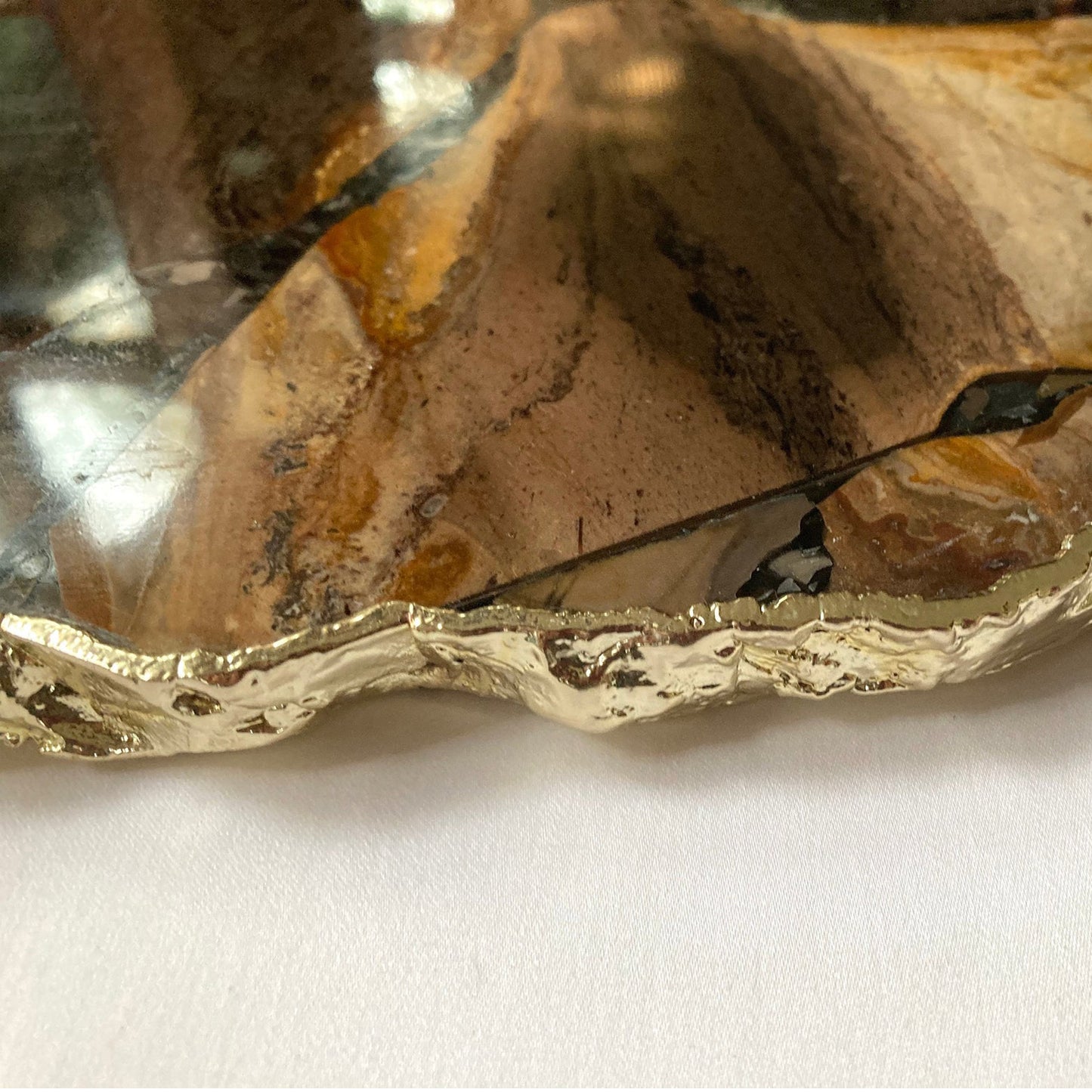 Large Brown Agate Serving Tray With Brass Handles/Personalised Momentos/Sign Boards 10"x15"